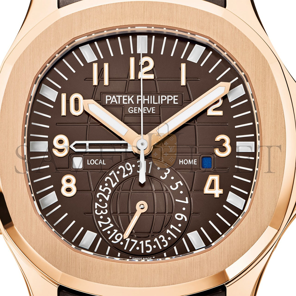 PATEK PHILIPPE AQUANAUT ROSE GOLD TRAVEL TIME BROWN DIAL COMPOSITE MEN’S 41MM WATCH 5164R-001
